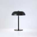 Portable LED Mushroom Table Lamp, 8.46'' Metal Small Cordless Desk Night Light with 5200mAh Rechargeable Battery, Stepless Dimming Lamp with 3 Colors for Bedroom/Bar/Coffee Shop (Black)