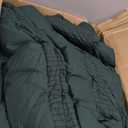 CozyLux King Size Comforter Set Emerald Green - 7 Pieces Striped Seersucker Bed in a Bag, Soft Lightweight Boho Bedding Set with All Season Comforters King Size, Sheets, Pillowcases & Shams