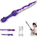 Light Up Toy Sword for Kids, Rechargeable Foldable Glow Sword with 7 Color Modes, Sound Effects, USB-C Charging, Fantasy Role Play Toy, Ages 6+