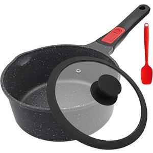 Non Stick Sauce Pan, 2.5 Qt Saucepan with Lid, Nonstick Sauce Pot & Saucepan with Pour Spout, Detachable Handle Milk Pan Pasta Pot, Mini Cooking Pot Induction Compatible, Oven Safe, PFOA Free