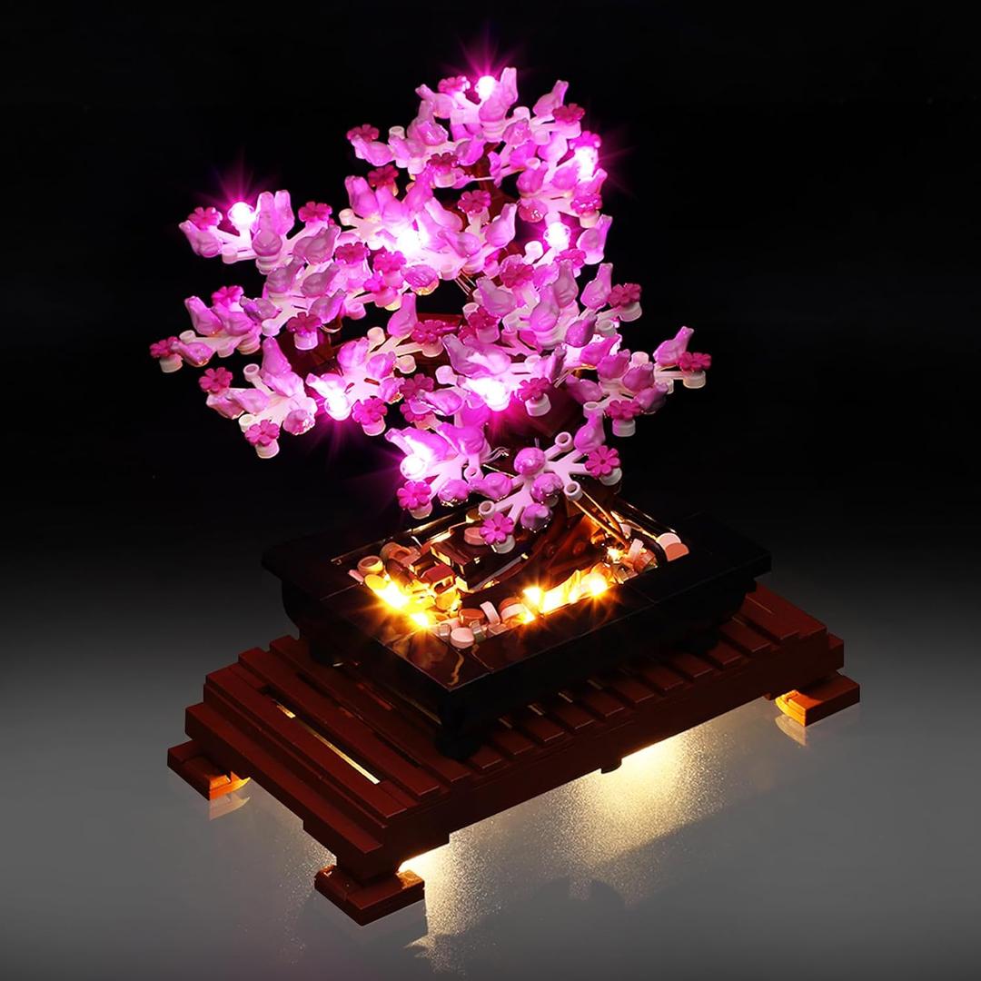 LED Light Kit for Lego Bonsai Tree 10281 Set, Compatible with Lego 10281 Building Blocks Model(Not Include Blocks Set)(Pink)