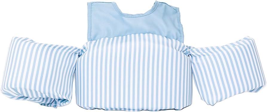 Sisterly Market Colorblock Swim Vest, Toddler Life Jacket, Cute, Simple, Life Vest for Boys and Girls (Blue Stripe)