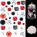 320 Pcs Casino Theme Vase Fillers Bead Kits ABS Plastic Imitation Pearl Beads Opaque Acrylic Dice Handmade Polymer Clay Playing Card for Las Vegas Night Birthday Table Centerpieces