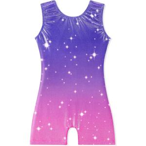 EQSJIU Gymnastics Leotards with Shorts for Girls Unicorn Rainbow Balloon Flower Sparkly Gradient Colors Biketard 1-10 Years