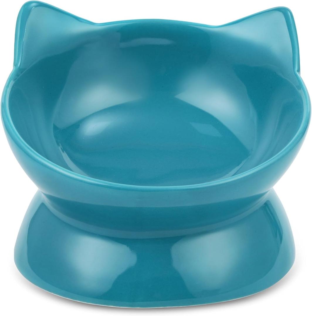 Park Life Designs Cat Bowl - Ceramic Cat Food or Water Bowl 10 oz (Turquoise) | Classic Pet Dish | Stylish Ceramic Feeding Bowl | Indoor Use, Dishwasher Safe