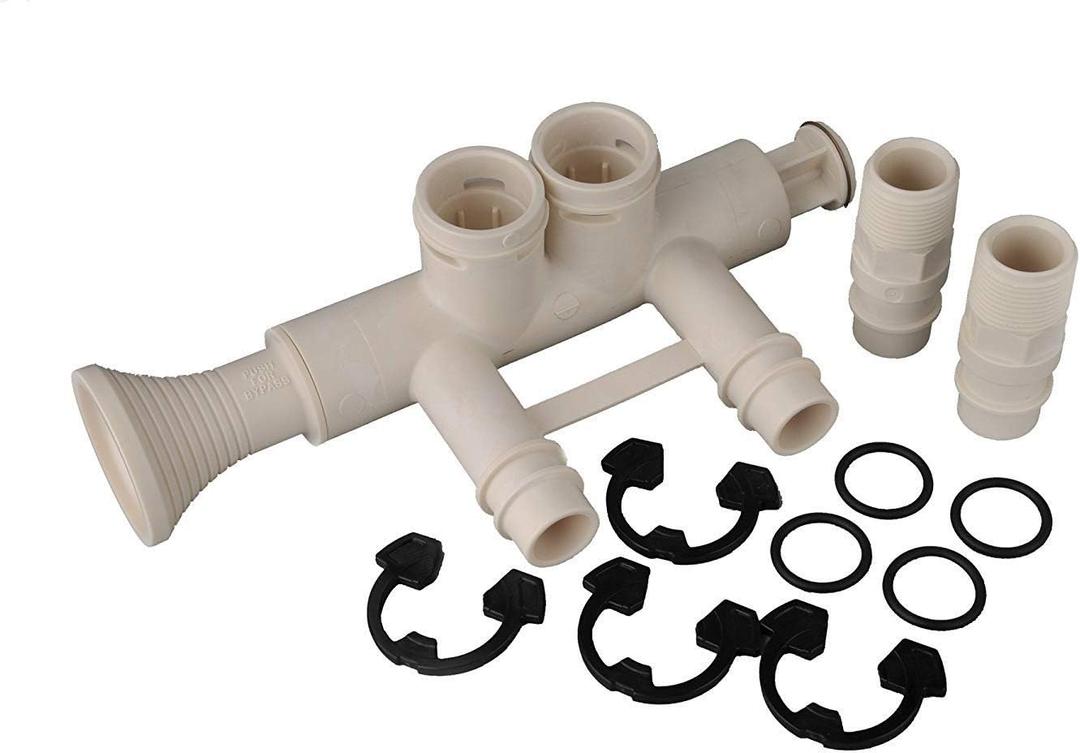 7345396 - High Flow 1" Water Softener Bypass Valve Kit with (2) Adapters, (4) Clips, and (4) O-rings