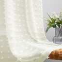 KOUFALL Cream Colored Farmhouse Curtains for Bedroom,Lightweight Unique Trendy Pom Pom Cute Curtains for Kids Room Decor Living Room 63 Inch Length 2 Panels,Off White (52"W x 63"L (Pack of 2))