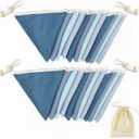 2 Strings Blue Pennant Banner Flags Nursery Garland Royal Linen Fabric Triangle Bunting Streamers for Baby's Room Decor Kids Boys Nautical Birthday Baby Shower Boho Wedding Event Party Decorations