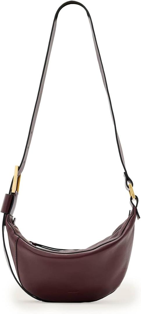 Luna Slouchy Leather Crossbody Bag Dark Red 