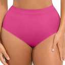 FeelinGirl Seamless Shapewear Underwear for Women Body Shaper Briefs High Waisted Panties Rose Red M