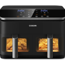COSORI Dual Air Fryer 9Qt – 10-in-1, Fresh Balanced Meals for Family and Children with Double Baskets, Sync Cook & Finish to Bake, Roast, Reheat, Broil, Dishwasher Safe Black, Gray 8.52 L