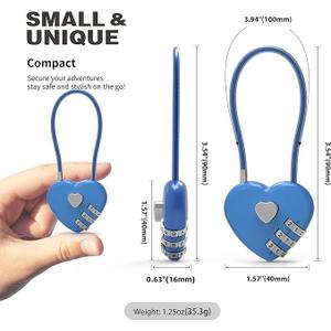 3 Digit Combination Lock, Combo Cable Lock with Code, Small Padlock Combination with Cable, for Luggage, Suitcase, Gym Locker, Backpack Bag Zipper, Cabinet, Mailbox, Outdoor Fence Gate (Blue)