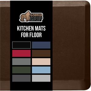 GORILLA GRIP Comfortable Cushioned Kitchen Mats for Floor, 48x20, Waterproof and Stain Resistant Soft Top, 3/4 Inch Thick Ergonomic Standing Desk Anti Fatigue Mat, Foam Supports Ankles and Feet, Brown