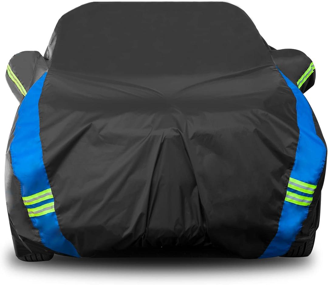 Avecrew SUV Car Cover Waterproof All Weather for Automobiles, Outdoor Heavy Duty Full Exterior SUV Covers (Length: 182"-191") (Black-Blue)