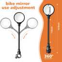 Bike Mirror Handlebar Mount(Black-2 piece), Adjustable Rotatable Bicycle Rear View Mirror, Wide Angle Acrylic Convex Safety Mirror for Mountain/Road Bicycles
