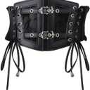 Womens Elastic Corset Belt Sides Lace-up Underbust Wide Costume Belts for Women Vintage 2026 (M: Fit Waist Size 35"-40", Black)