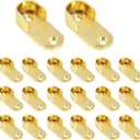 Coshar 20pcs Oval Closet Rod End Supports, Wardrobe Rod Brackets, Zinc Alloy, Fit Rod Inside Diameter 16mm/0.63inch, Gold