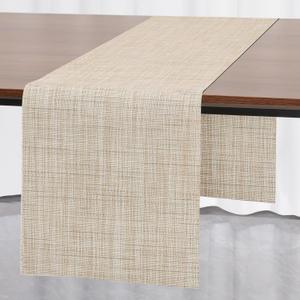 Myir JUN Table Runner, Vinyl Table Runner Indoor Arbitrarily Cropped Runner for Table Heatproof for Home Party (Beige, 15 x 94 inch)