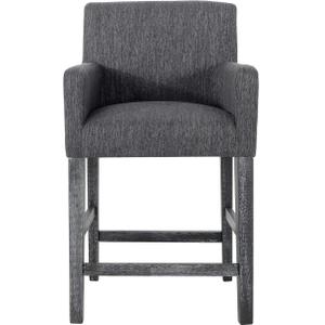 Christopher Knight Home Armga Fabric Upholstered Counter Stool, Wooden Counter Height Barstool Set, Kitchen Island Bar Stool Chair, Dining Room Armchair, Charcoal Gray