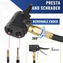 Presta Valve Adaptor Pump with Removable Schrader to Presta Valve Air Chuck Accurate Bike Tire Inflator & Pressure Gauge for Air Compressor, 100 PSI