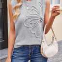 RoseSeek Women's 3D Floral Appliques Crewneck Sweaters Knit Tops Sleeveless Pullover Sweater Vest 2026 Elegant Tops (Gray, M)