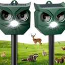 2 Pack Solar Ultrasonic Animal Repeller with Flashing LED Lights – Cat Deterrent Outdoor for Squirrels, Deer, Raccoons, Rabbits, Skunks, Dogs – Protects Garden, Yard, Lawn, Farm & Crops