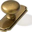 khtumeware 2 Pack 1-1/4 inch Backplate for Cabinet Knobs Antique Brass Drawer Knobs Cabinet Hardware Vintage Aged Knobs with Backplate