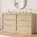 GarveeHome 6 Drawer Dresser for Bedroom, 47in Wide Natural Oak 6 Chest of Drawers with Large Storage, Wooden Dresser Organizer for Living Room, Entryway, Nursery