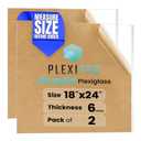18"x24" (1.5ft x 2ft), 1/4" (6mm),2-Pack Acrylic Plexiglass Sheets