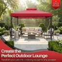 Flexzion Gazebo Cover Replacement Canopy Top 8x8 Ft (2.4m x 2.4m) - Double Tier Top Canopy Cover Replacement with UV30+, Dirt, Water Resistant for Outdoor, Sunshade, Garden, Patio, Pavilion (Red)