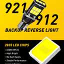 AUXITO 912 921 LED Bulb for Backup Light Reverse Lights High Power 2835 15-SMD Chipsets Error Free T15 906 922 W16W Bulbs, 6000K White, Exterior Light Bulbs (Upgraded, Pack of 2)