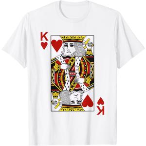 King of Hearts Blackjack Cards Poker 21 K T-Shirt, Small ladies