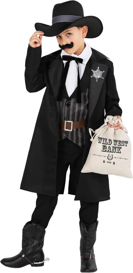 Morph Cowboy Costume for Boys Kids Cowboy Costume Boys Western Sheriff Outfit for Boy Halloween Costumes For Kids (Large)