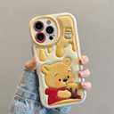 Compatible with iPhone 16 Pro Max Cute Case, Kawaii Phone Case TPU Leather Cute Bear Cartoon case Soft Rubber Shockproof Protective for iPhone 16 Pro Max Case Cover for Women Girls