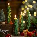 MTLEE 4 Pcs 5 Inch Christmas Tree Shaped Taper Candles Green Xmas Holiday Candle Unscented Candlesticks for Christmas Party Room House Kitchen Decor Wedding Decorations Gift