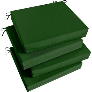 Basic Beyond Outdoor Chair Cushions Set of 4, Square Corner Outdoor Cushions for Patio Furniture, Water Resistant Patio Chair Cushions with 2 Ties, 18.5x16x3, Forest Green