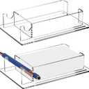 2 Pack 3.15 x 5.15 x 1.35 Acrylic Index Card Holder for Desk Clear Small Postcard Storage Business Name Card Organizer Display Rack Stand for Office Reception Classroom