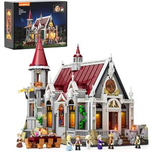 Medieval Castle Banquet Hall Lighting Building Bricks Set - Middle Ages City Town Modular Collection Display Kit with Minifigures 3232 Pcs for Adults & Teens