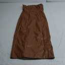 XLLAIS Women Sexy Strapless Tube Top Club Midi Dress Off Shoulder Bodycon Party Faux Leather Dress (Small, Brown)