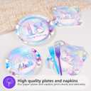 Grencian 96Pcs 18th Birthday Decorations Iridescent 18th Birthday Party Plates Disposable Happy 18 Bir-thday Paper Tableware Set for Teen Girls 18 Years Old Party Supplies Serves 24