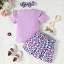 AMAWMW Big Sister Little Sister Matching Outfits Romper/Shirt+Shorts/Skirt+Headband Toddler Baby Girl Summer Clothes (5-6 Years, Big Sister, Purple)