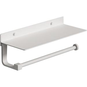 Danpoo White Paper Towel Holder with Shelf Wall Mount, Adhesive Hand Towel Holder for Bathroom, Kitchen Towel Holder