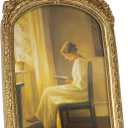 Vintage Picture Frame, Gold Vintage Arched Frame Decor for Tabletop and Wall Mounting, Antique Arched Photo Decor for Home, Gold, 6x8 Inch