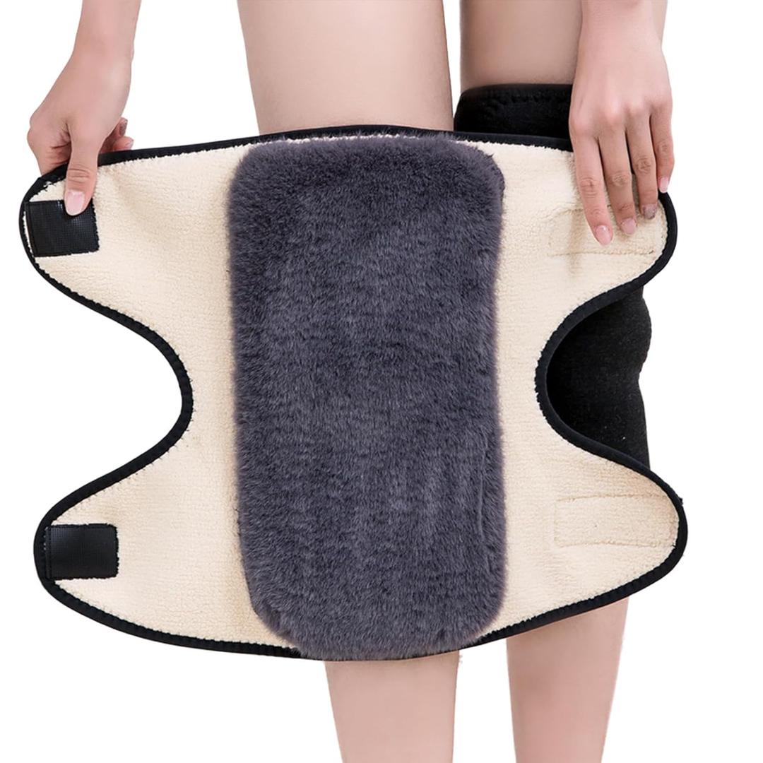Men Women Thermal Fleece Lined Knee Brace Cashmere Wool Knee Warmer Leg Warmers Winter Thermal Knee Sleeves for Rheumatic Arthritis Pain Relief Thickened Warm Knee Wrap Pads for Skiing Cycling Running