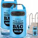 2 Pack 50lb Heavy Duty Pool Ladder Weights, Universal Above Ground Pool Step Sand Bags with Handles, 500D PVC Durable Waterproof & Foldable Sandbags for Swimming Pool Stairs (Sky Blue)