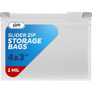 1000 Count - Slider Zip Food Storage Snack Bags, 4" x 3" 2 Mil, Strong & Durable For Freezer Storage, For Nuts, Candy, Snacks, Seeds, Jewelry & More. GPI