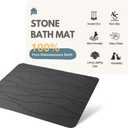 Stone Bath Mat, Non-Slip Diatomaceous Earth Shower Mat, Fast Drying Diatomite Stone Bath Mat, Highly Absorbent, Odorless, Easy to Clean (Stripe Dark Grey)