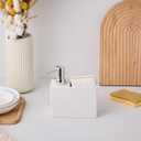 White Travertine Soap Dispenser with Sponge & Brush Holder  Hand & Dish Resin Soap Pump Bottle for Kitchen & Bathroom, 2-in-1 Countertop Organizer, with 2 Natural Sponges (Luxury Home Decor)