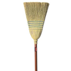 Rubbermaid Commercial Products Heavy-Duty Corn Broom, 1 1/8-Inch Wood Handle, Red, Indoor/Outdoor Broom for Courtyard/Garage/Lobby/Mall/Office