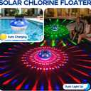 AquClor Chlorine Floater with Light,Pool Chlorine Floater with Adjustable Flow,Solar Chlorine Floater w/Large Capacity,Collapsible Floating Chlorine Dispenser for Pool,Hot Tub Chlorine Floater,Blue